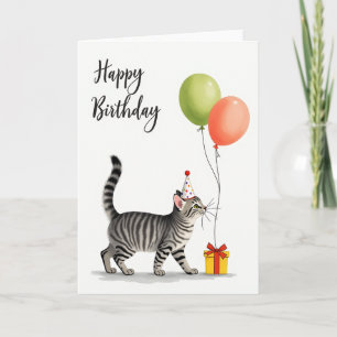 Carte de fête de chat rayé joyeux