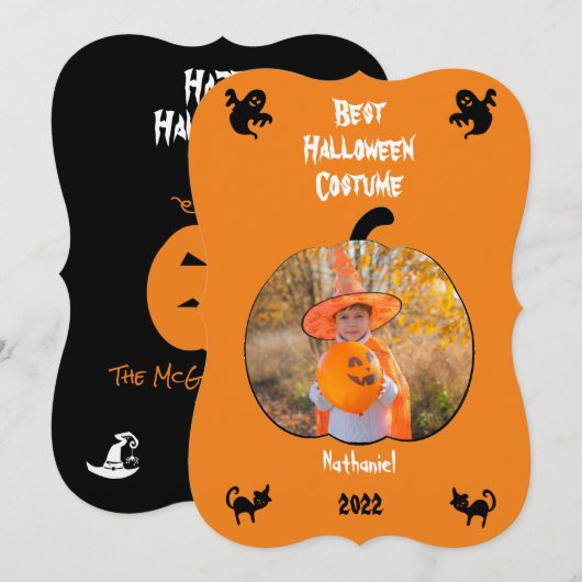 Carte de fête de costume d'Halloween personnalisée (Devant / Derrière)