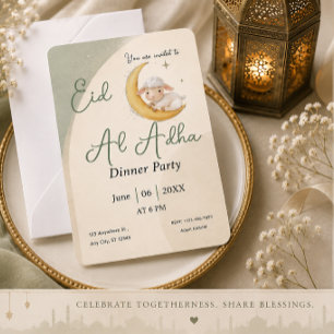 Carte de fête de Eid Al Adha Dusty Green Sheep Din