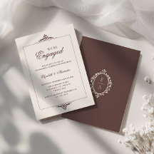 Carte de fête de fiançailles Crème Espresso Marron