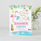 Carte de fête de Flamant rose pool (Debout devant)