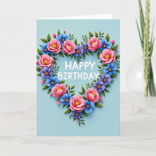 Carte de fête de floraison du cœur (Devant)