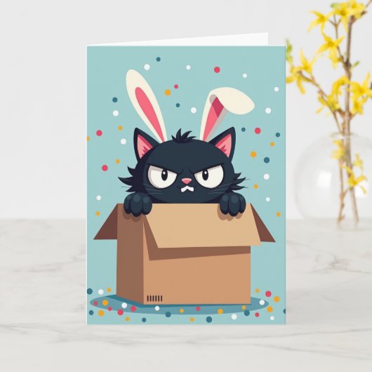 Carte de fête de Grumpy Cat (Fleur jaune)