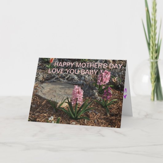 CARTE DE FÊTE DE LA MÈRE AVEC FLEURS ET PIERRE (Devant)