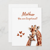 Carte de fête de la mère avec Giraffe et thème béb (Devant / Derrière)