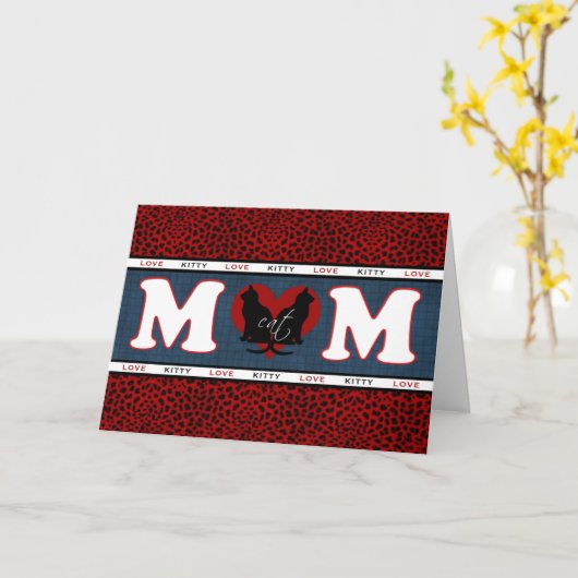 Carte de fête de la mère de maman chat (Fleur jaune)