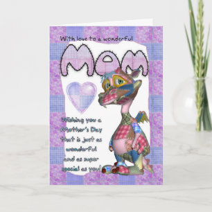 Carte de fête de la mère - Dragon de Patchwork - M