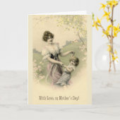 Carte de fête de la mère et de l'enfant victorienn (Fleur jaune)