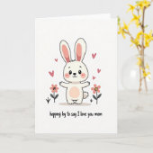 Carte de Fête de l'Amour de Lapin Mignon (Fleur jaune)