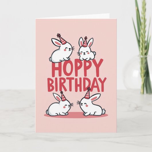 Carte de fête de lapin joyeux (Devant)