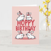 Carte de fête de lapin joyeux (Fleur jaune)