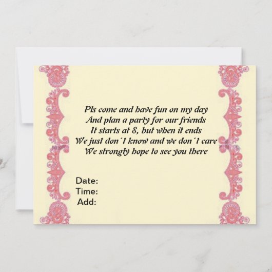 carte de fête de main de henné (Dos)