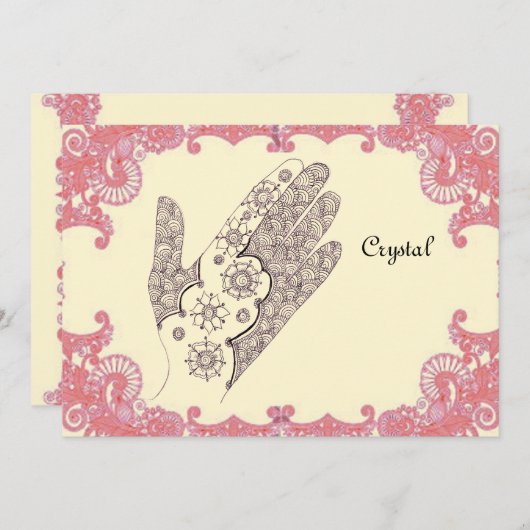carte de fête de main de henné (Devant / Derrière)