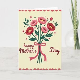 Carte de Fête de Maman en Or Faux Floral
