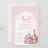 Carte de Fête de Mariage Perles et Prosecco Chic (Devant)