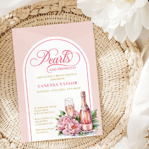 Carte de Fête de Mariage Perles et Prosecco Chic