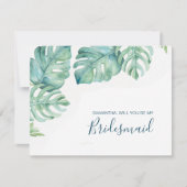 Carte de fête de mariée de couleur d'eau tropicale (Devant)