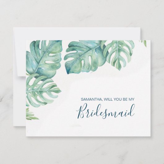 Carte de fête de mariée de couleur d'eau tropicale (Devant)