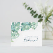 Carte de fête de mariée de couleur d'eau tropicale (Debout devant)