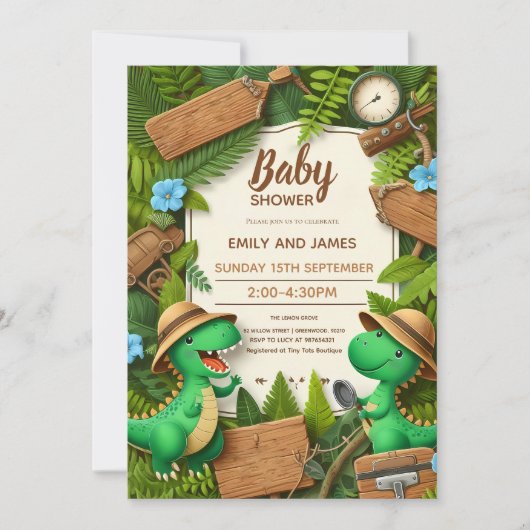 Carte de fête de naissance de bébé garçon dinosaur (Devant)