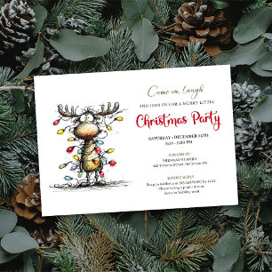 Carte de fête de Noël aquarelle de renne drôle