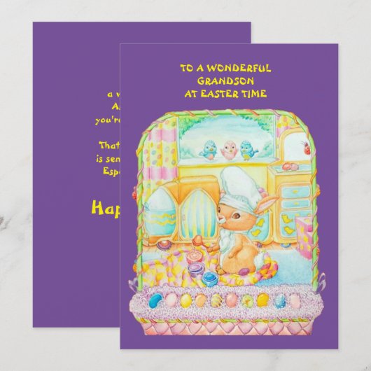 Carte de fête de Pâques pour petit-fils (Devant / Derrière)