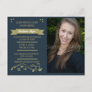 Carte de fête de remise des diplômes avec photo en
