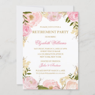 Carte de fête de retraite Rose rose élégante