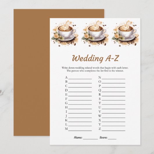 Carte de Fête des mariées A-Z Floral Coffal Mariag (Devant / Derrière)