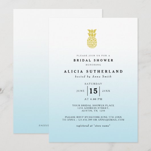 Carte de Fête des mariées Aqua Gold Parties scinti (Devant / Derrière)