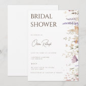 Carte de Fête des mariées blanche Fleur sauvage Bo (Devant / Derrière)