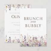 Carte de Fête des mariées blanche Fleur sauvage Bo (Devant / Derrière)