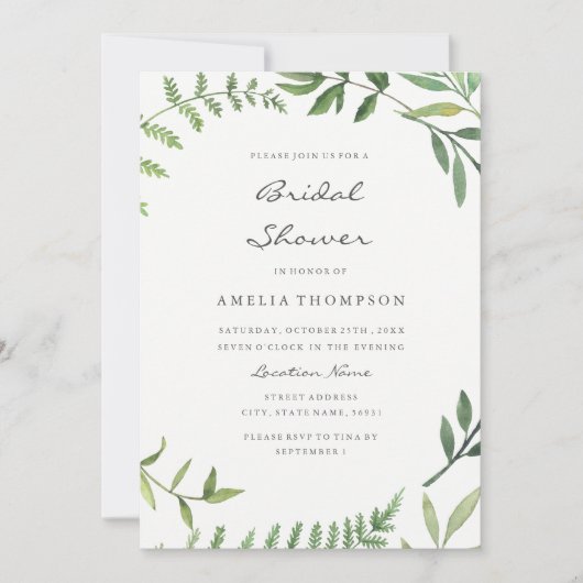 Carte de Fête des mariées Boho Green Leaf (Devant)