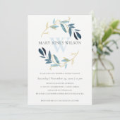 CARTE DE FÊTE DES MARIÉES D'AQUA BLUE GOLD FOLIAGE (Debout devant)