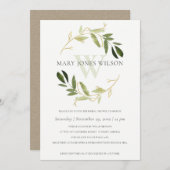 CARTE DE FÊTE DES MARIÉES D'ARGENT VERT D'OR FOLIA (Devant / Derrière)