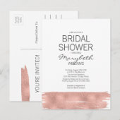 Carte de Fête des mariées de brosse moderne Rose G (Devant / Derrière)