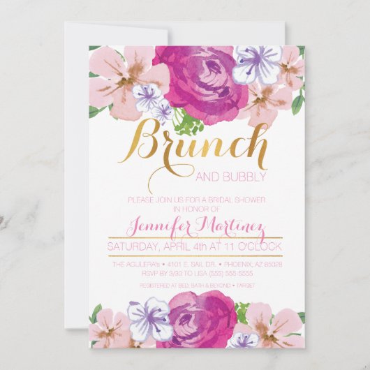 Carte de Fête des mariées de Brunch & Bubbly Flora (Devant)