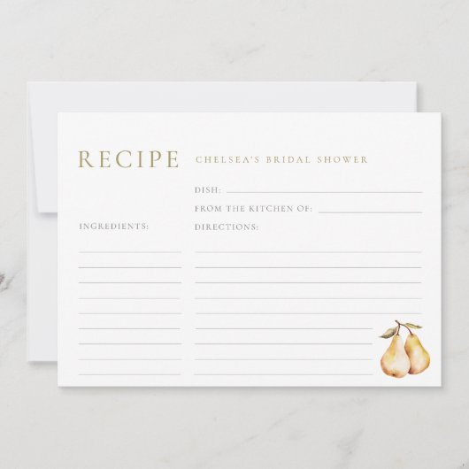 Carte de Fête des mariées de poires d'aquarelle (Devant)