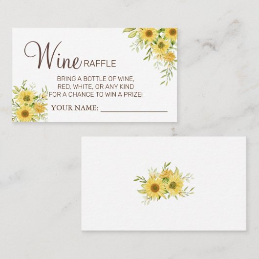 Carte de Fête des mariées du billet Tournesol Vin (Devant / Derrière)