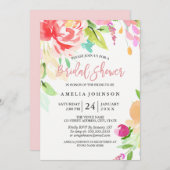 Carte de Fête des mariées florale Aquarelle (Devant / Derrière)