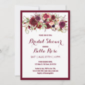 Carte de Fête des mariées Florale Marsala Rouge Bo (Devant)