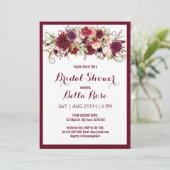 Carte de Fête des mariées Florale Marsala Rouge Bo (Debout devant)