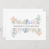 Carte de Fête des mariées Florale personnalisée (Devant / Derrière)