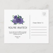 Carte de Fête des mariées Florale violet violet (Dos)