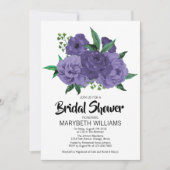 Carte de Fête des mariées Florale violet violet (Devant)