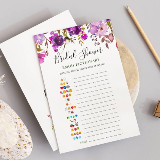 Carte de Fête des mariées florale violet violet Pe