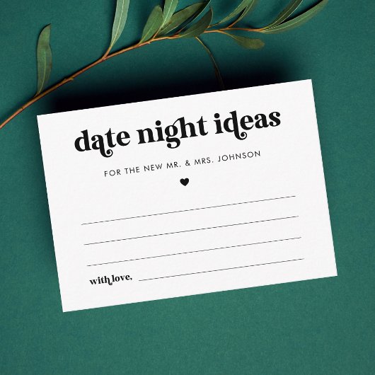 Carte de Fête des mariées Retro Script Date Night