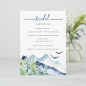 Carte de Fête des mariées Rustic Watercolor Mounta (Debout devant)