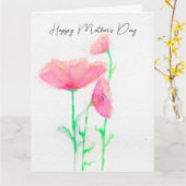 Carte de fête des mères à aquarelle florale rose (Fleur jaune)