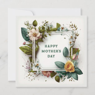 Carte de fête des mères à cadre élégant avec fleur
